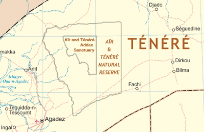 Aïr and Ténéré National Nature Reserve, surface: 77.360 km2 1 100x100